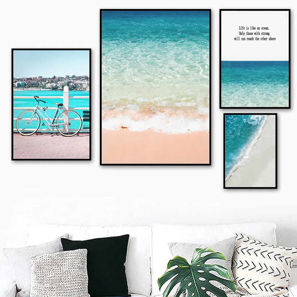 Pink-Beach-Blue-Sea-Forest-Landscape-Wall-Art-Canvas-Painting-Nordic-Posters-And-Prints-Wall-Pictures (2)
