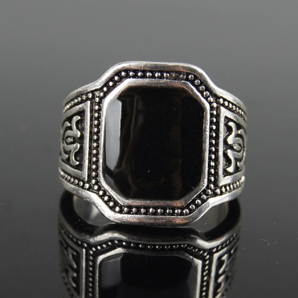 Посеребрённые винтажные кольца на Среднем Востоке, Черная смола, предыдущий камень, женские мужские кольца, богемные бохо