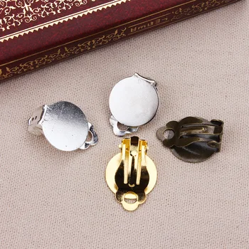 

10pcs/lot Zinc Alloy No Pierced Ear Clips Clasp Fit Flatback Cabochon Beads DIY Earring Making Accessories