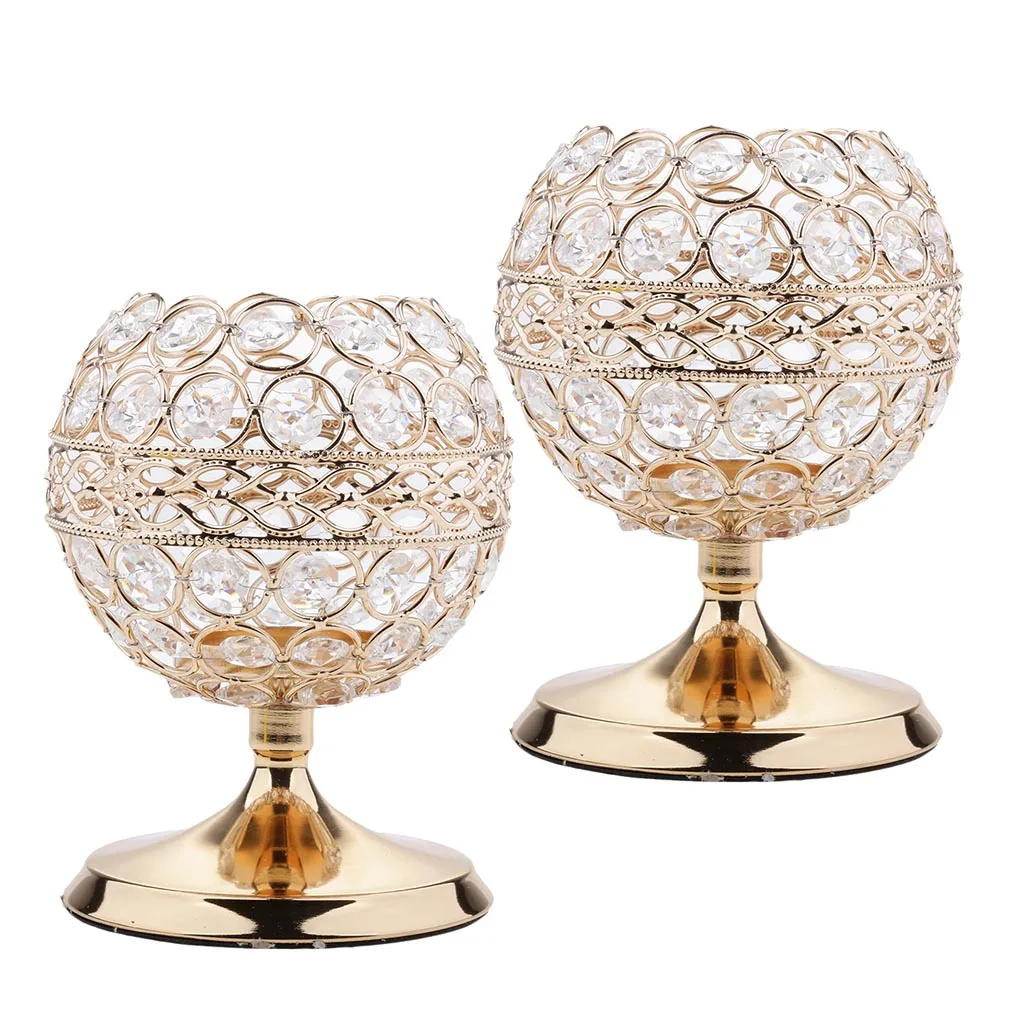 4pcs Crystal Hollow Votive Tealight Globe Pillar Candle Holders Candlestick Coffee Table Christmas Wedding Decor Crafts