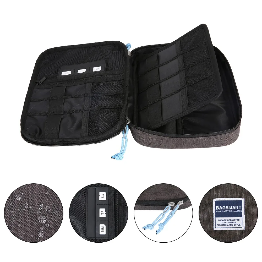 BAGSMART Travel Electronic Accessories Organizer Portable Bags For USB Cable Fashion Waterproof Storage Bags for Ipad Earphone