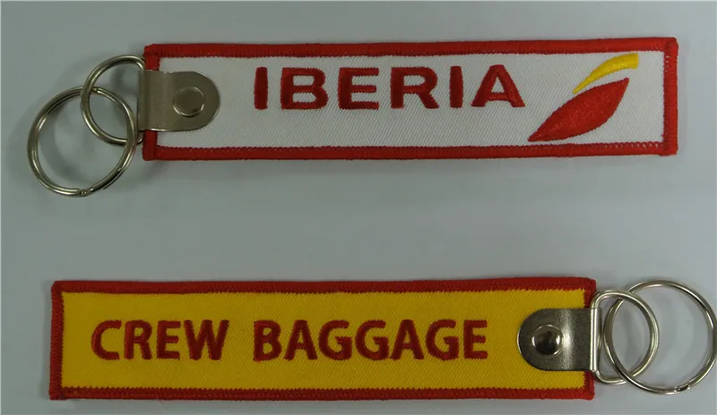 

Iberia Logo Crew Baggage Personalized Embroidered Key Chains 140x30mm 100pcs lot