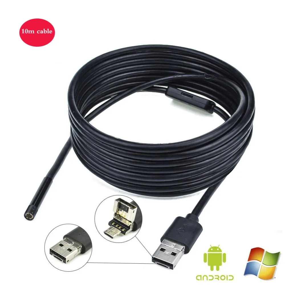 7 мм объектив 10 м 2 в 1 Мини USB эндоскоп для Android телефонов бороскоп трубка