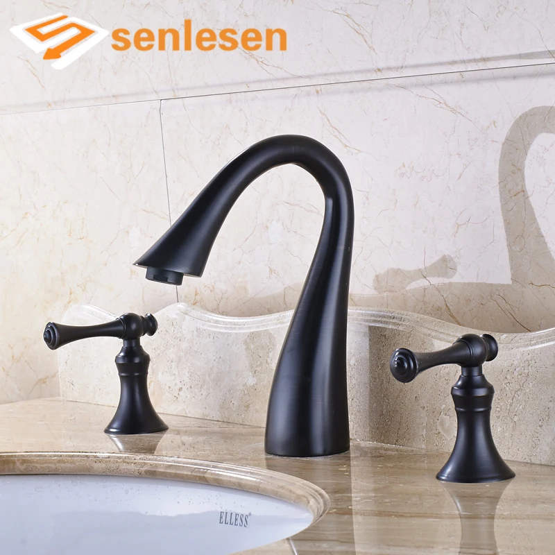 

Wash Basin Sink Mixer Hot Cold Water Taps Oil Rubbed Bronze Deck Mounted 4 Types Faucet