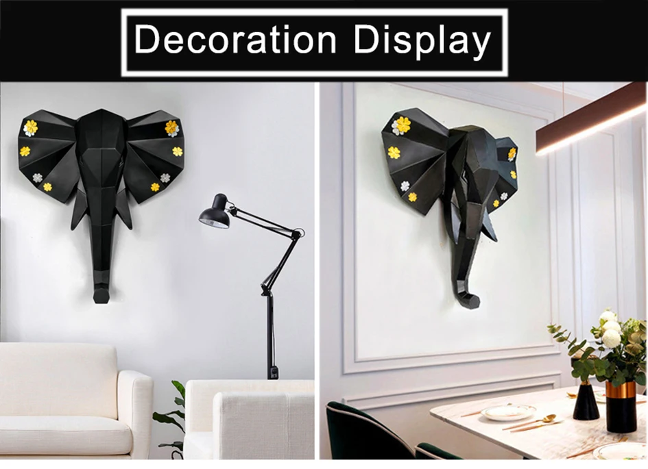 3D Large Elephant Statue Sculpture Home Decor Wedding Decoration Accessories Vintage Party Garden House Room Wall Decorations (9)