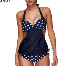 Новинка, танкини пуш-ап размера плюс, комплект бикини, женский купальник в горошек, полосатый купальный костюм, Maillot De Bain Femme