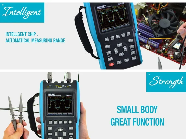 All-Sun EM1230 2in1 Handheld Oscilloscope 2 Channels with Screen Scope Digital Multimeter DMM Meter