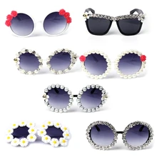 Круглые Солнцезащитные очки es горный хрусталь цветок винтажные Ретро пляжные вечерние женские зеркальные стекла