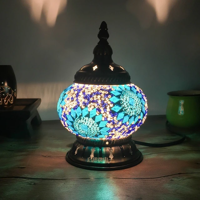 Newest Turkish Mosaic Table Lamp Vintage Art Deco Handcrafted Lamparas De Mesa Glass Romantic Bed Light Lamparas Con Mosaicos