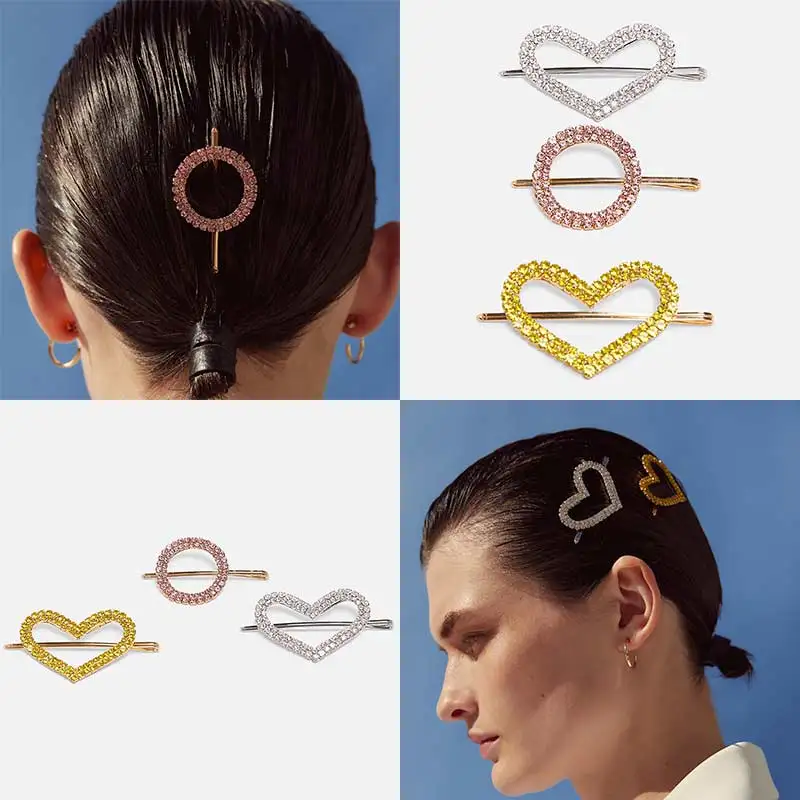 

Dvacaman ZA Heart Crystal Barrettes for Women Girl Baby Bobby Clip Pins Hairpins INS 2019 Hair Accessories Wedding Bridal Gifts