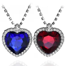 SG модные фильм ювелирные изделия Титаник, сердце Морское ожерелье с синим и Красным Кристаллом цепи для лучший подарок для женщин