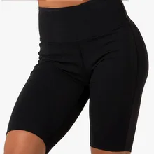 Лавсановый c высокой талией, эластичные шорты для йоги Для женщин стрейч-тренировка, леггинсы с карманами Фитнес шорты для йоги 4 цвета