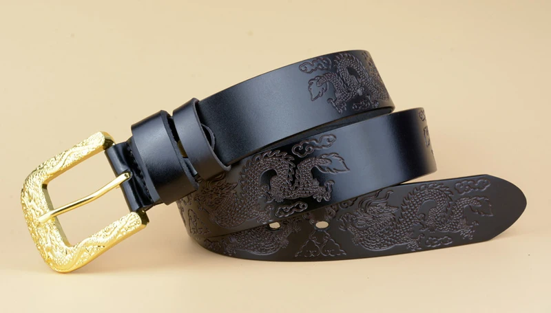 Гарантированное качество модные новые мужские роскошные ремни из натуральной кожи золотой дракон Пряжка тисненый мужской пояс SY1546