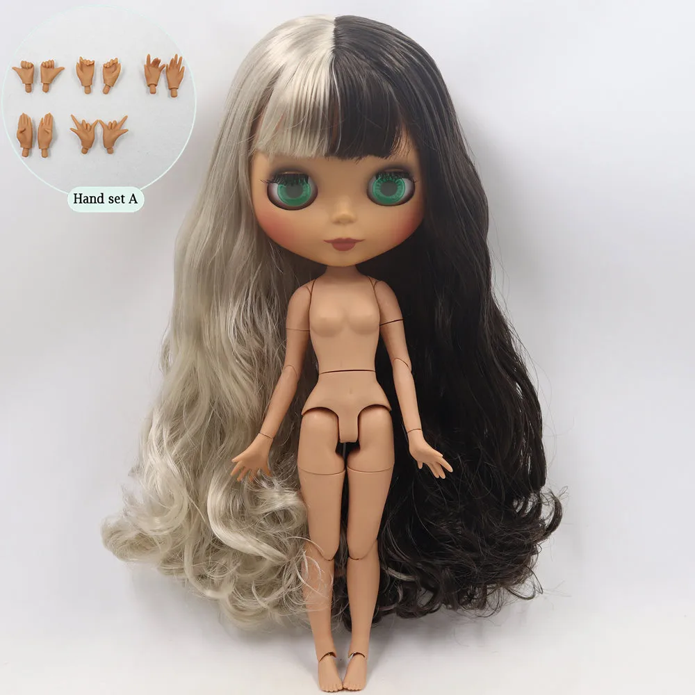 ICY Nude Blyth Кукла № BL950/8800 черный микс серебряные волосы суставы тела черная кожа матовое лицо 1/6 BJD - Цвет: like the picture