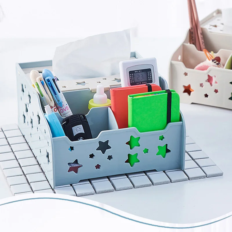 

050 Multi-function Star hollowed multifunctional desktop box remote control box 19.5*24*11cm