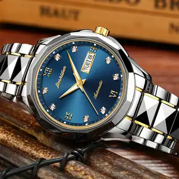 JSDUN Top Brand Luxury Watch Men Automatic Mechanical Men's Watches waterproof black Tungsten steel Fashion Roman Male Clock NEW