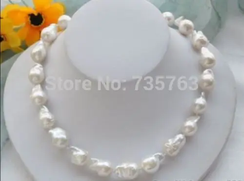 

NEW 0015115 HUGE 22MM SOUTH SEA GENUINE WHITE BAROQUE PEARL NECKLACE 14K GOLD CLASP