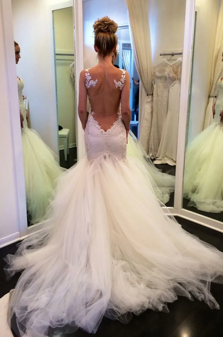 Sexy Backless Lace Mermaid Wedding Dresses 2015 Vestidos De Noiva