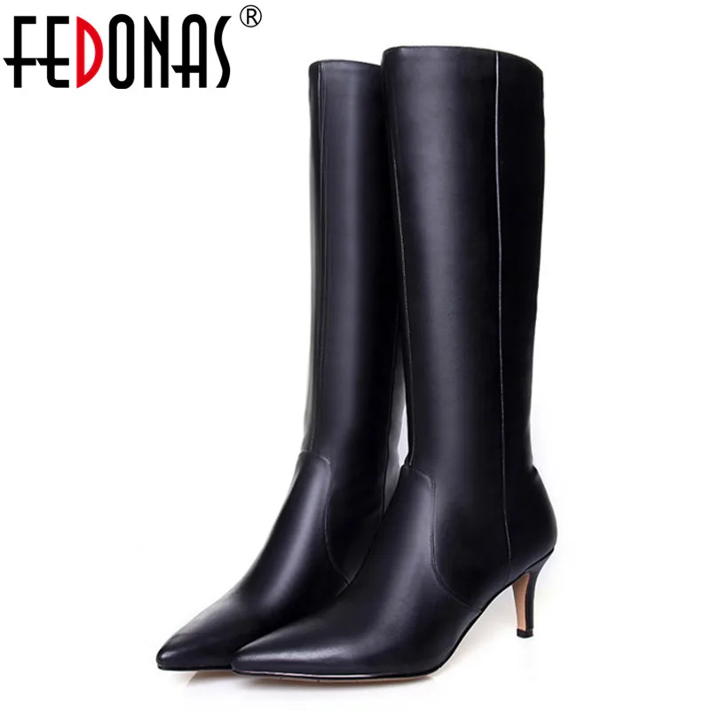 

FEDONAS Fashion Women Knee High Boots Autumn Winter Long Warm Shoes Woman Quality Slim Tight High Women Knight Boots Shoes