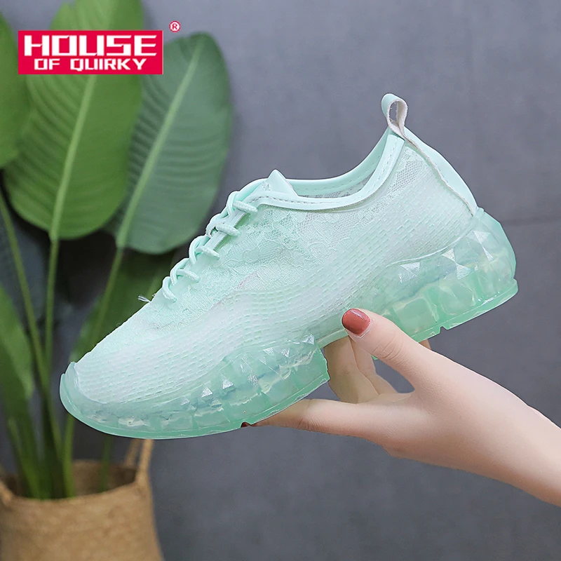 

Breathable Mesh Lace Ladies Jelly Shoes Comfortable Platform Sneakers Women Casual Shoes Transparent Vulcanized Shoes Woman 2019