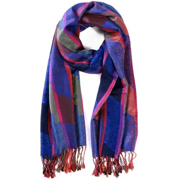 

Pashmina Silk Scarf Paisley Stripes Shawl Wrap Hijab Stole Autumn Spring Winter Soft Long Cashmere Warm Tassel Top Quality Blue