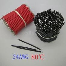 1000/шт, 100 мм электронные компоненты, 80 градусов 24AWG черный и красный Олово Электронные кабель, DIY панель кабель
