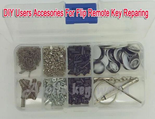 

DIY Accessories For Folding Flip Remote Key Repairing Screws +Pins + Springs+Logos +Pin Remover