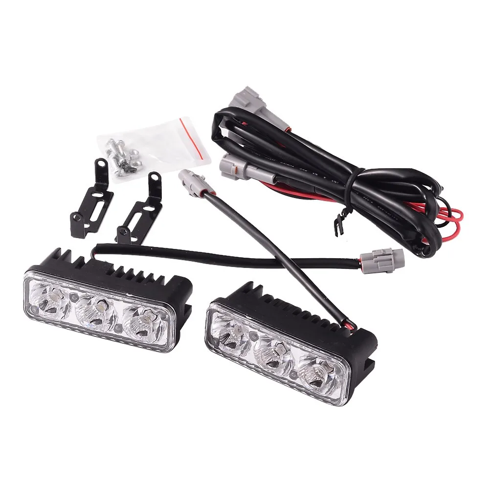 

2PCS 12V Car LED DRL Fog Driving Lamps White 3 LED Lights for Fog Driving Lamp Kit Super Bright high quality