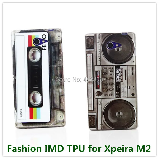 1PCS Drop Shipping Fashion IMD Soft TPU Retro Cassette Printed Pattern Cover Case for Sony Xperia M2 S50h Dual D2302 Phone Bag | Мобильные