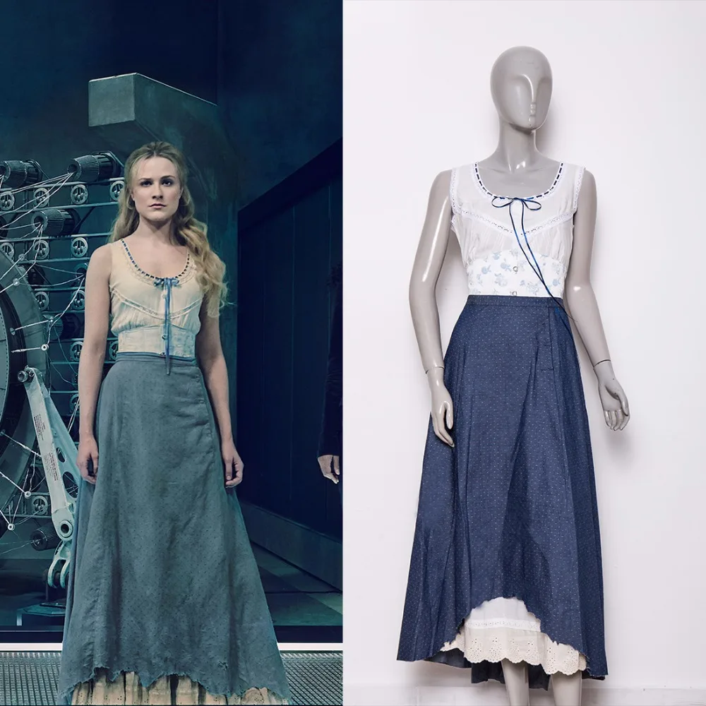 Westworld Season 2 Долорес костюм синий платья маскарадный костюмы на Хэллоуин из хлопка