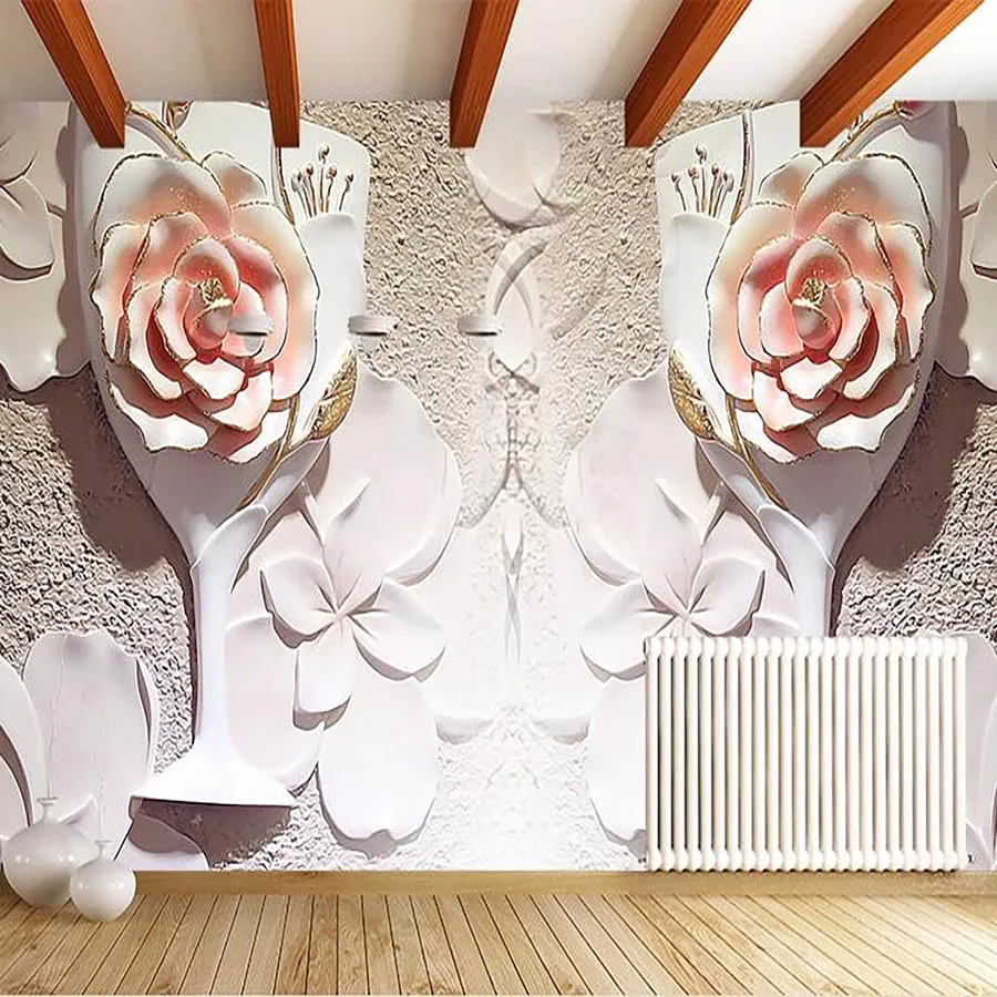 

Large Embossed Rose Room Wallpaper 3d for Livingroom Wall 3 d Flooring Ceiling Room Nateral Non Woven Mural Rolls Background