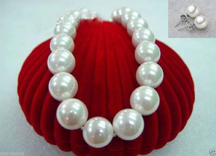 

Beautiful 18 20mm bright offee perfect round south sea shell pearl necklace shipping free earring gift