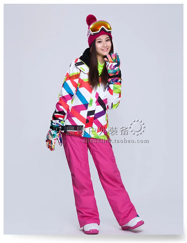 Новая двухслойная одежда для сноуборда, женский корейский стиль, водонепроницаемый ветрозащитный лыжный костюм в клетку, Супер Толстая Теплая Лыжная куртка - Цвет: colour2