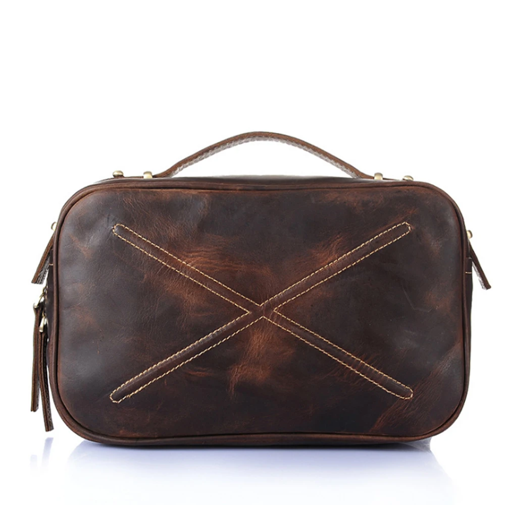 

2018 New Genuine Leather Women Single Shoulder Bag Fashion Hand Made Cow Leather Crossbody Bag Vintage Dark Brown Handbag
