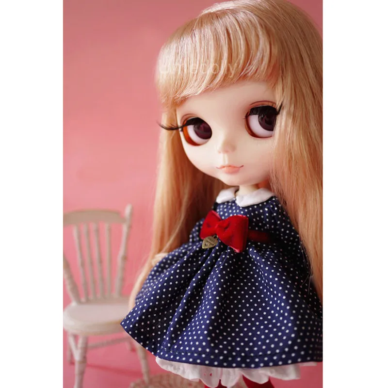 1 шт. классическое синее платье в горошек для кукол Blyth Licca Azone Jerryberry аксессуары