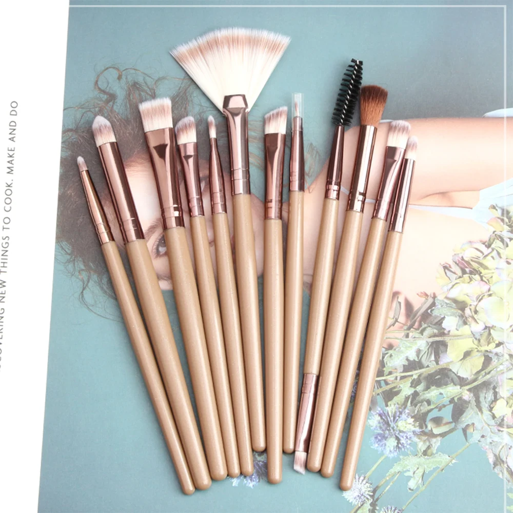 

12Pcs/set Makeup Brushes Set Powder Eye Brow Eye Shadow Lip Concealer Fan Makeup Brush Kit Pincel Maquiagem