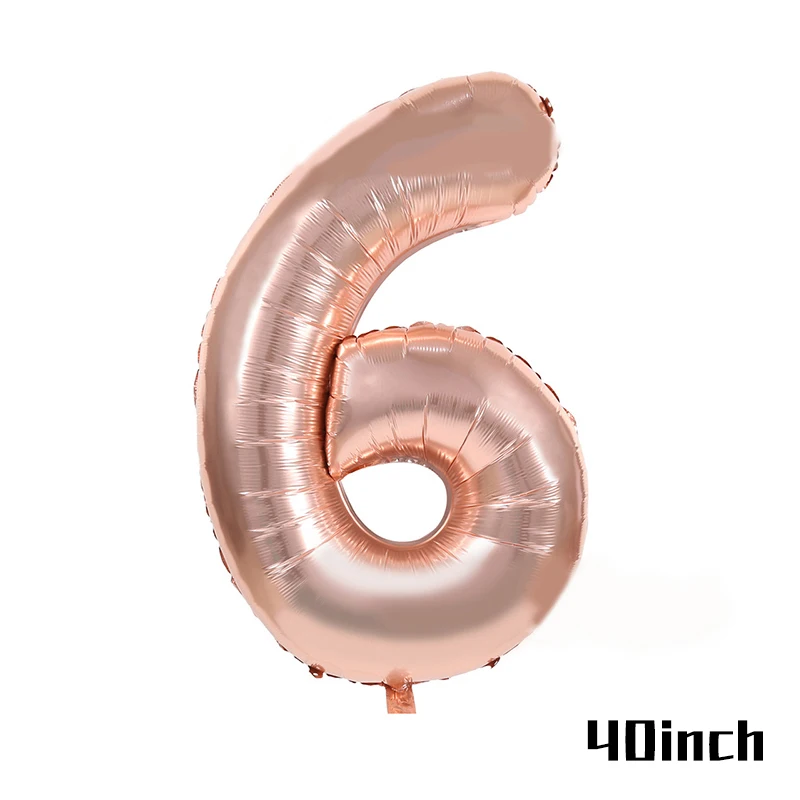 MEIDDING С Днем Рождения Фольга из розового золота воздушный шар воздушные шары Свадебный декор 30/40/50th день рождения принадлежности для юбилейной вечеринки - Цвет: 1pcs Number6 Balloon