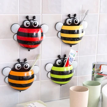 

Cute Cartoon Animal Bee Kid Toothbursh Holder Wall Suction Hanger Bathroom Baby Toothbrush Toothpaste Storage