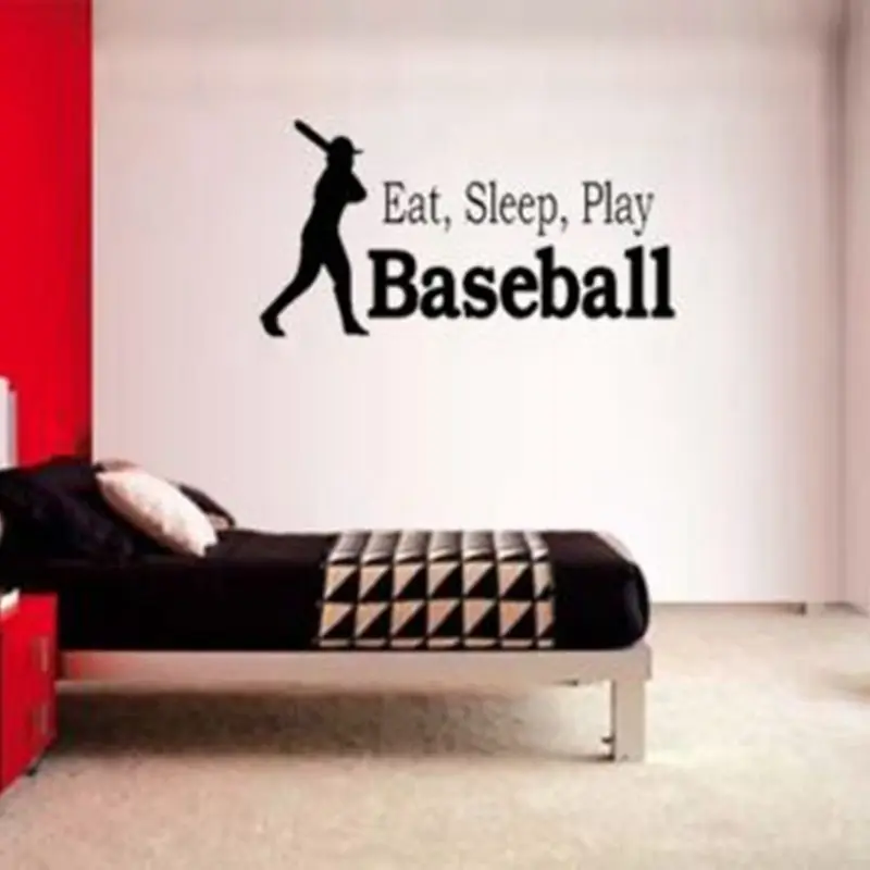 Eat Sleep Play бейсбольная Наклейка на стену спортивные постеры виниловые наклейки