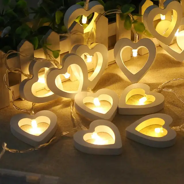 10 Led Wooden Heart Shape String Light Battery Ed Fairy 10 Led Wooden Heart Shape String Light Battery Ed Fairy Decorative Lights For Christmas Xmas Wedding Party