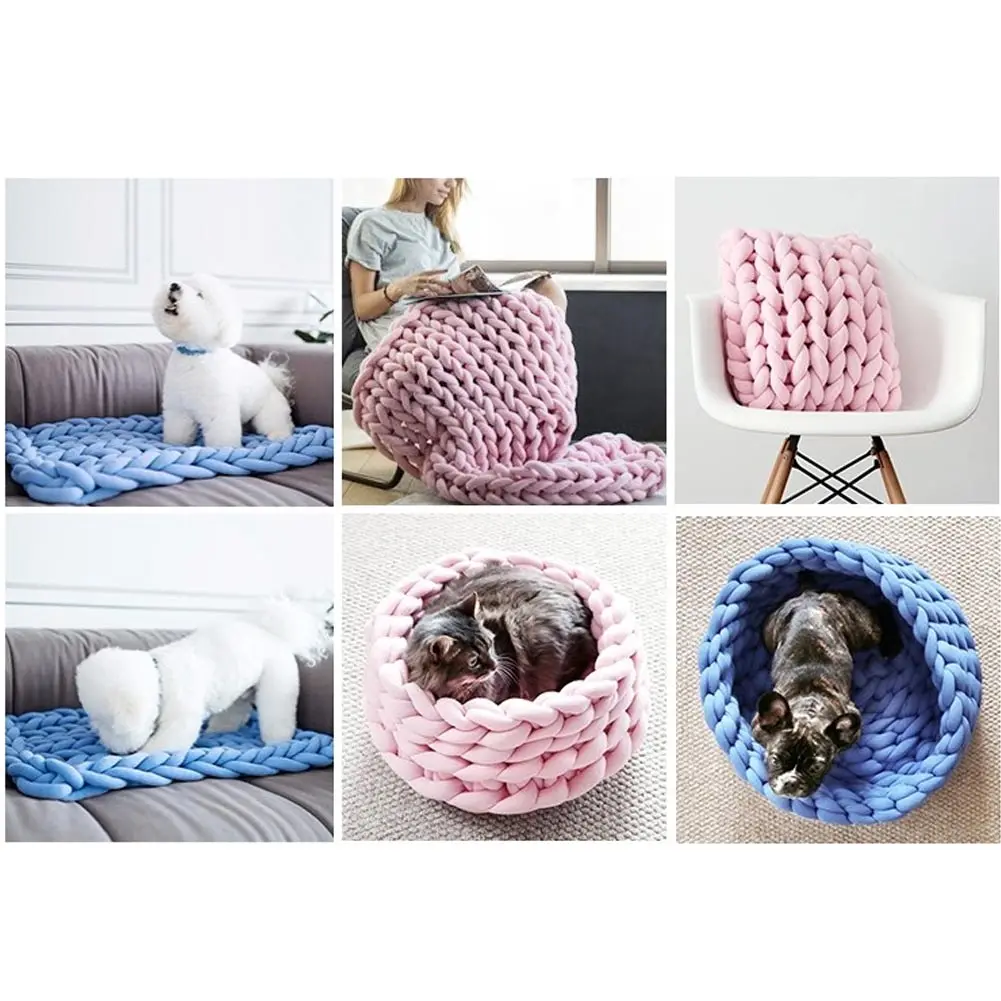 

Super Chunky Yarn Arm Knitting Blanket Bulky Yarn Hand Knitting DIY Blanket XHC88