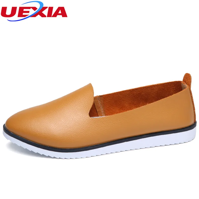 

UEXIA 2018 Split PU Leather Oxford Flats Shoes For Women New Spring Slip-on Round Toe College Casual Fashion Ladies Lazy Loafers