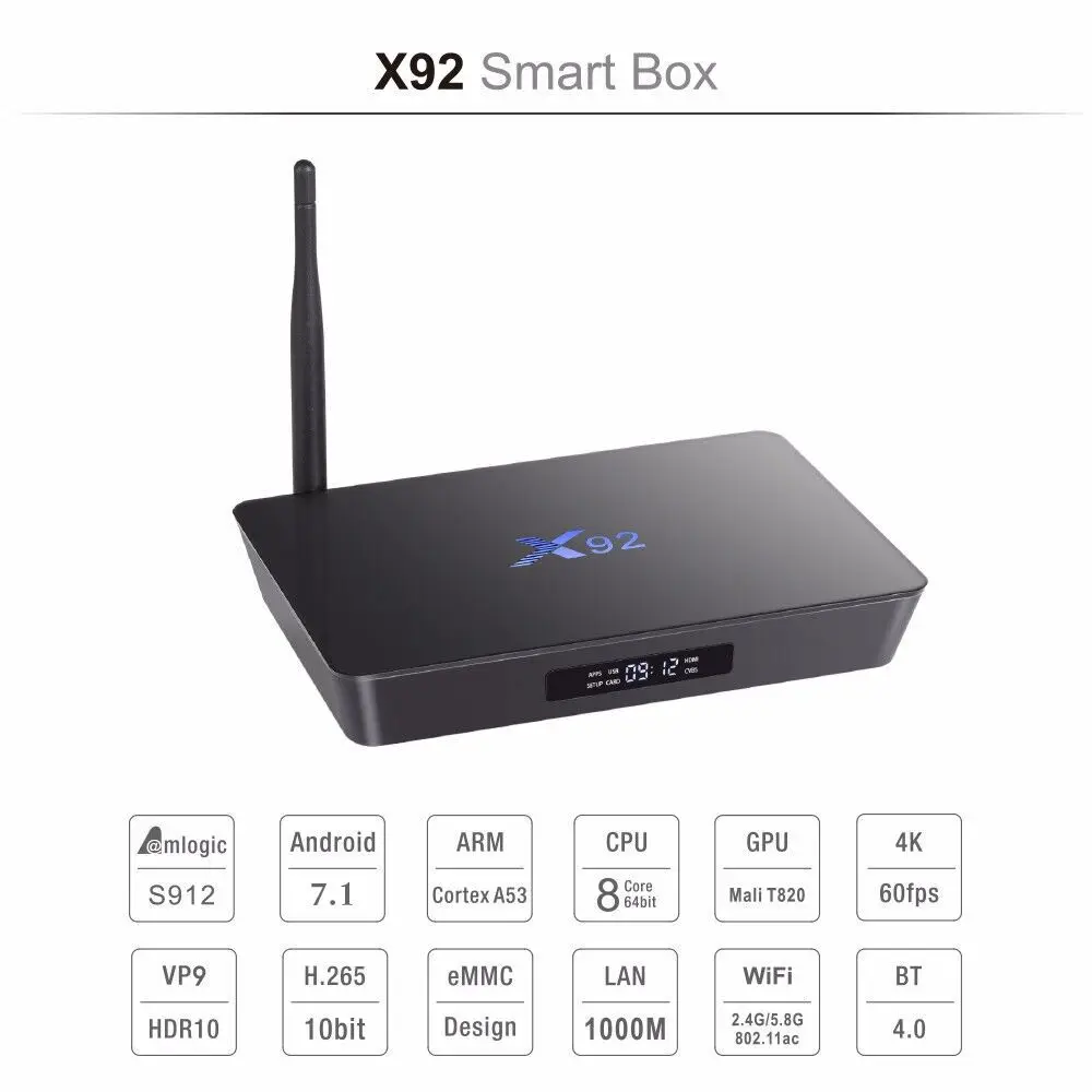 X92 android 7,1 tv box 2G/16G 3g/32G Amlogic s912 4700+ Арабский скандинавский Европа Швеция Соединенные Штаты Америки, Дания, Израиль телевизионная коробка коробки