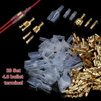 

20sets Wire Connector 4.0mm Bullet Terminal Car Electrical Wire Connector Male & Female Double Bullet Terminals