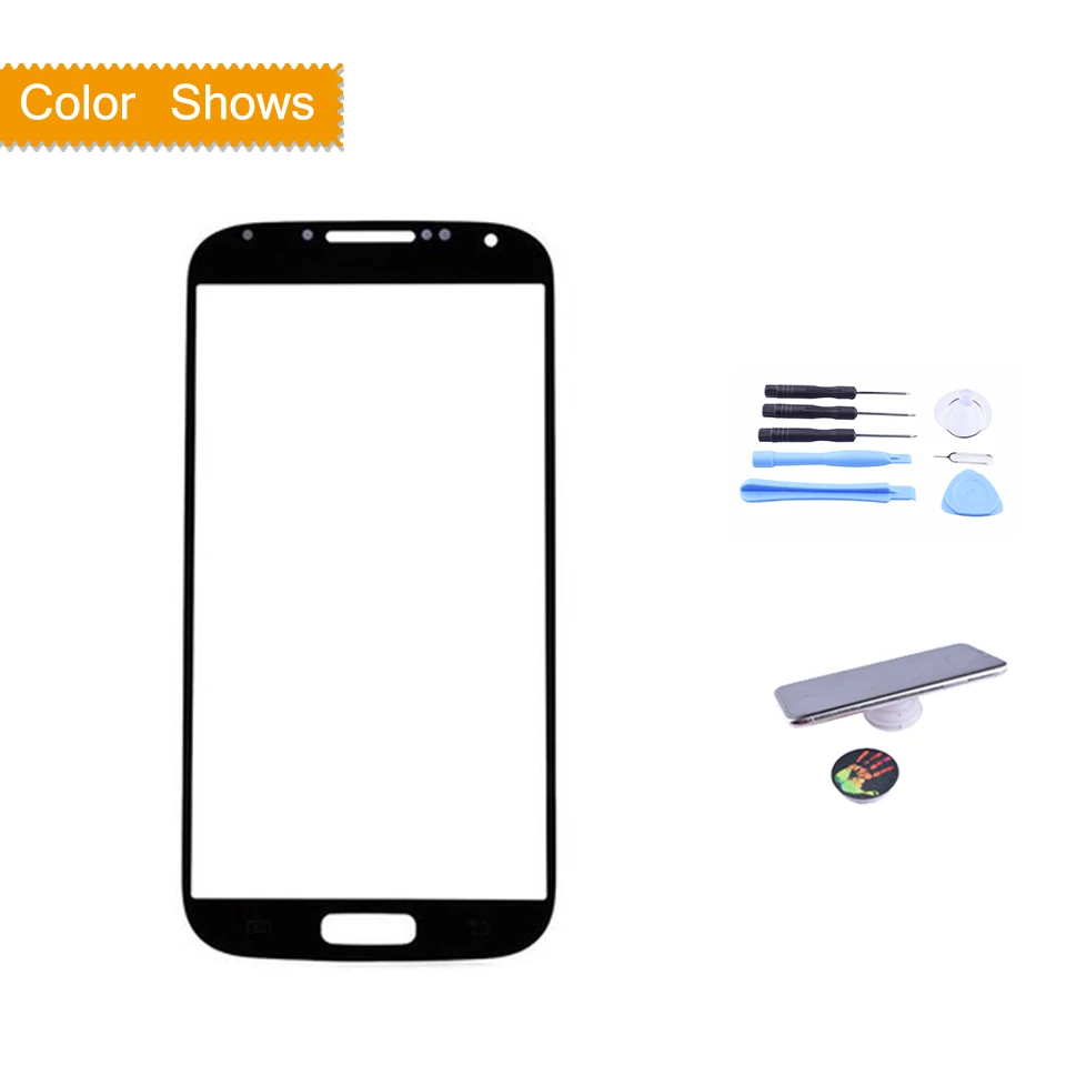 S4 Сенсорный экран для samsung Galaxy GT-i9505 i9500 i9505 i9506 i9515 i337 сенсорный экран передняя панель стеклянная линза внешняя без ЖК-дисплея - Цвет: black with gift