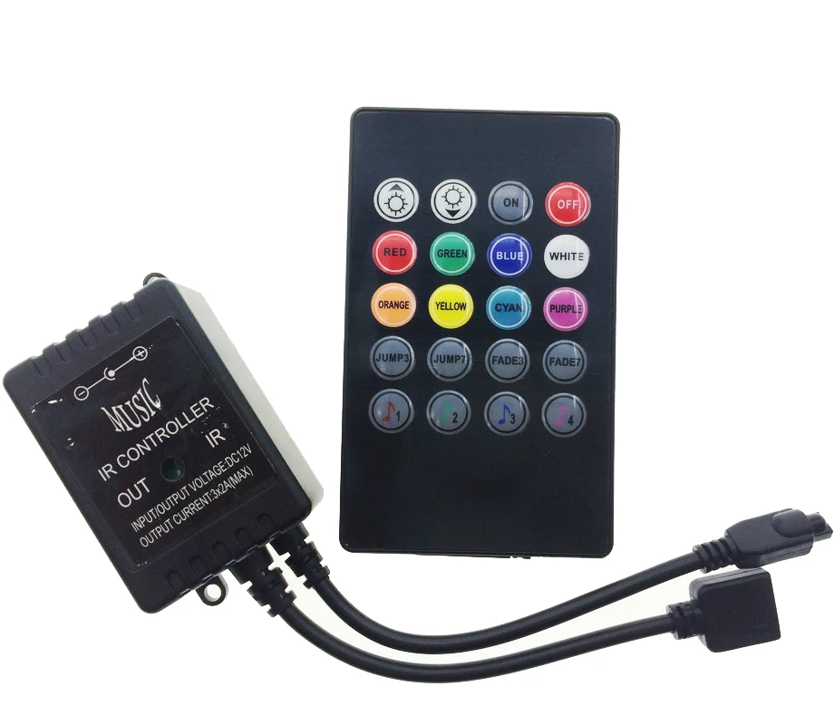 

LED Music IR Controller 20 Keys Remote Sound Sensor For RGB LED Strip Decoration Lighting Accessory