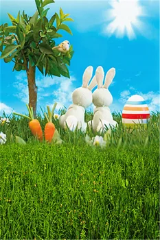 

3x5ft New Spring Vinyl Easter Photo Background Grass Trees Rabbits Color Egg Photography Backdrops Custom Newborn Photo Backdrop