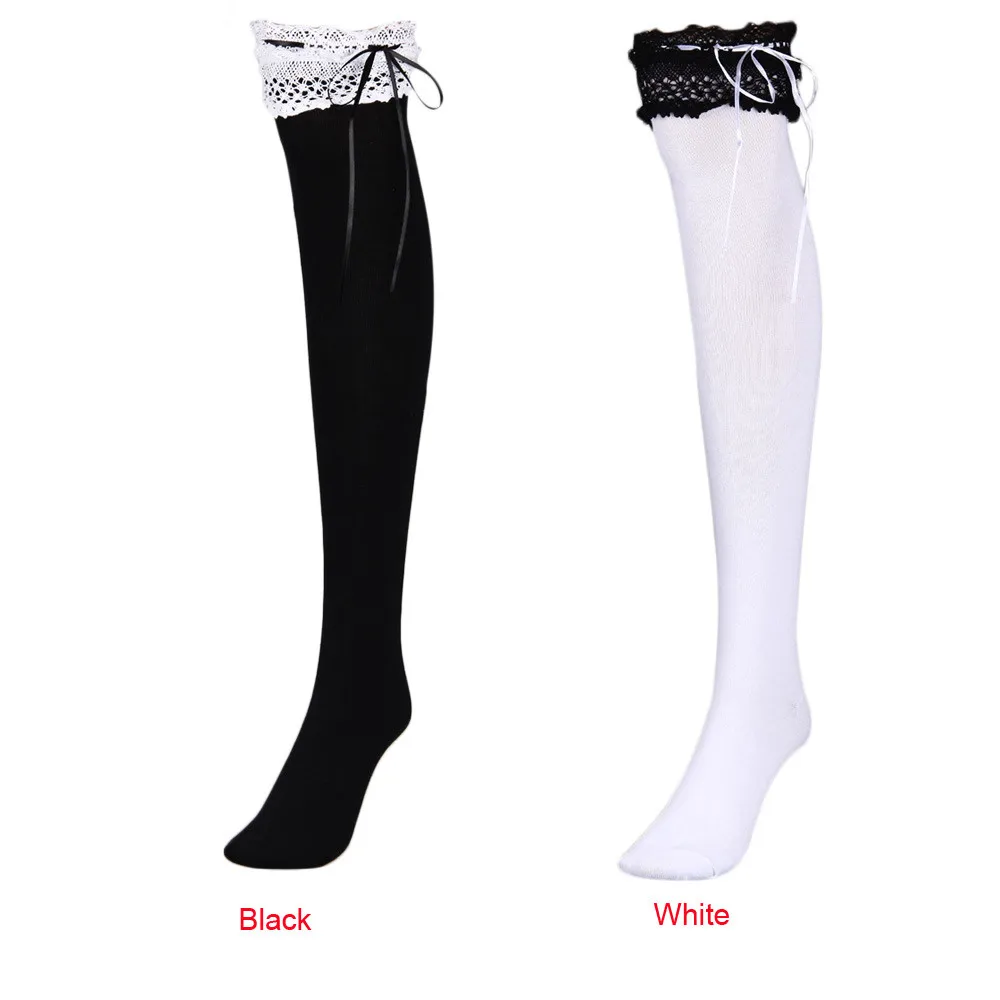 Сексуальные милые кружевные носки до колена в стиле харадзюку, носки без пятки, косплей лолита, корейские кружевные женские носки, Calzini, хлопковые теплые носки# OR