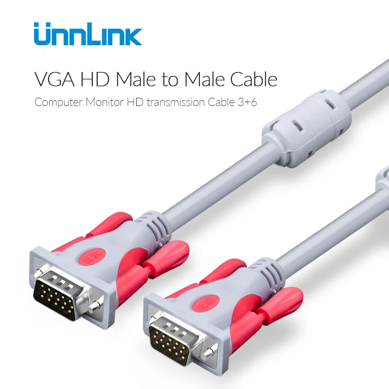 

Unnlink VGA Cable 1m 1.5m 2m 3m 5m Male to Male Support Up to 1080P@60Hz or HDTV PC Laptop TV Box Projector Monitor Computer