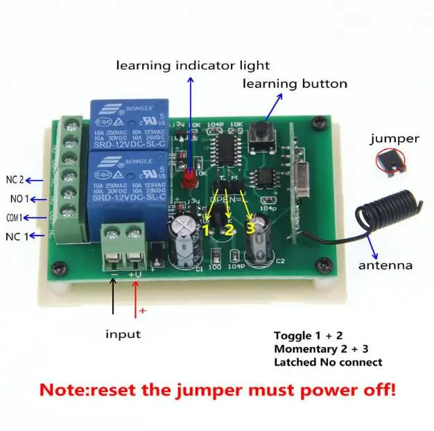 DC 12V 24V Мотор пульт дистанционного управления переключатель двигателя вперед обратный вверх вниз, приемник передатчик; 315/433Mhz